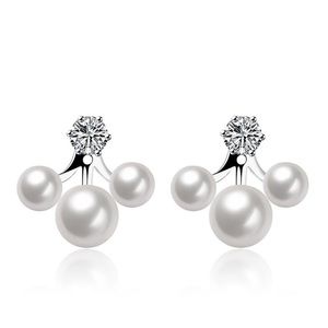 Cz stud and pearl enhancer earring jackets